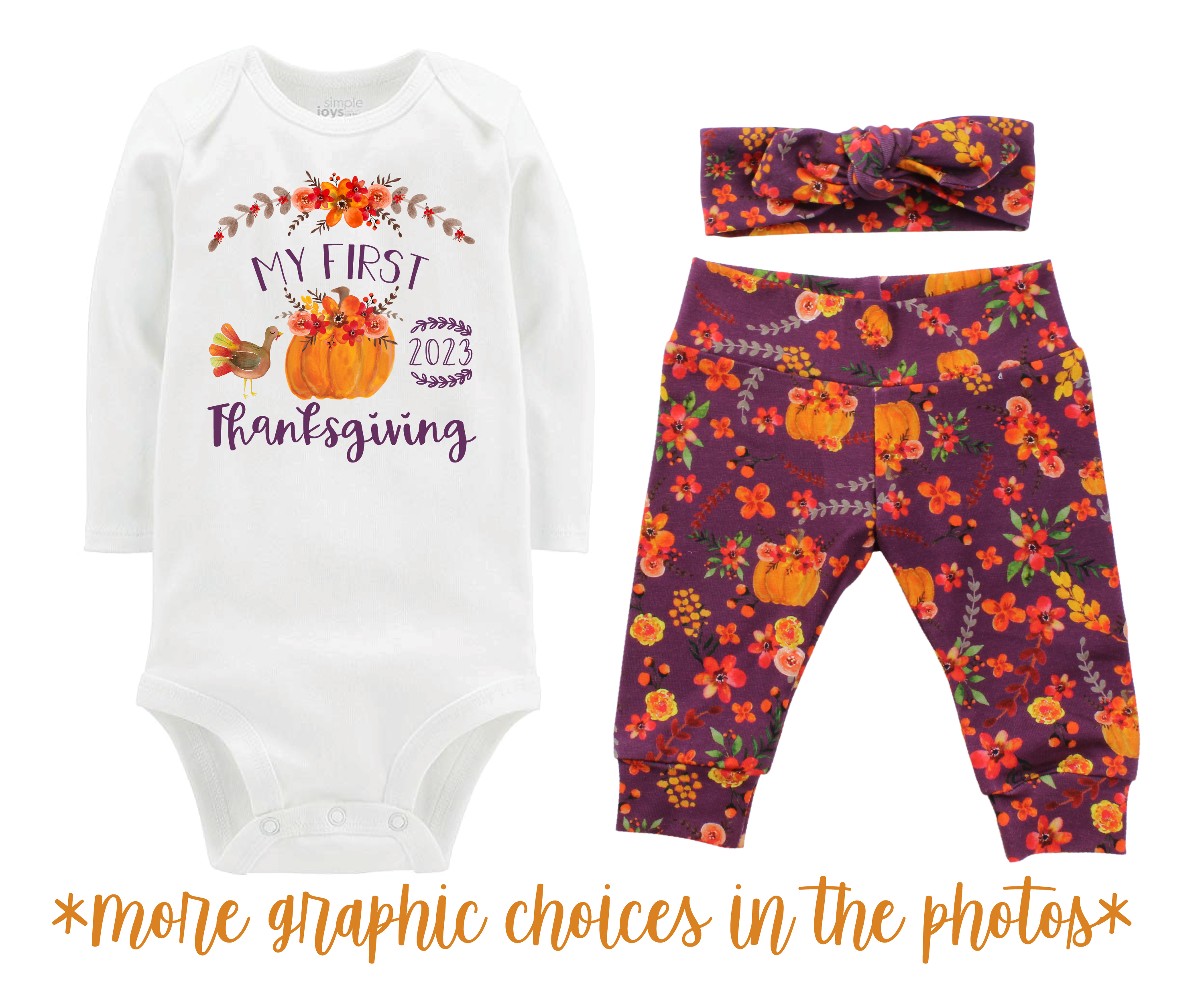Thanksgiving Girl Mauve Fall Floral Baby Outfit