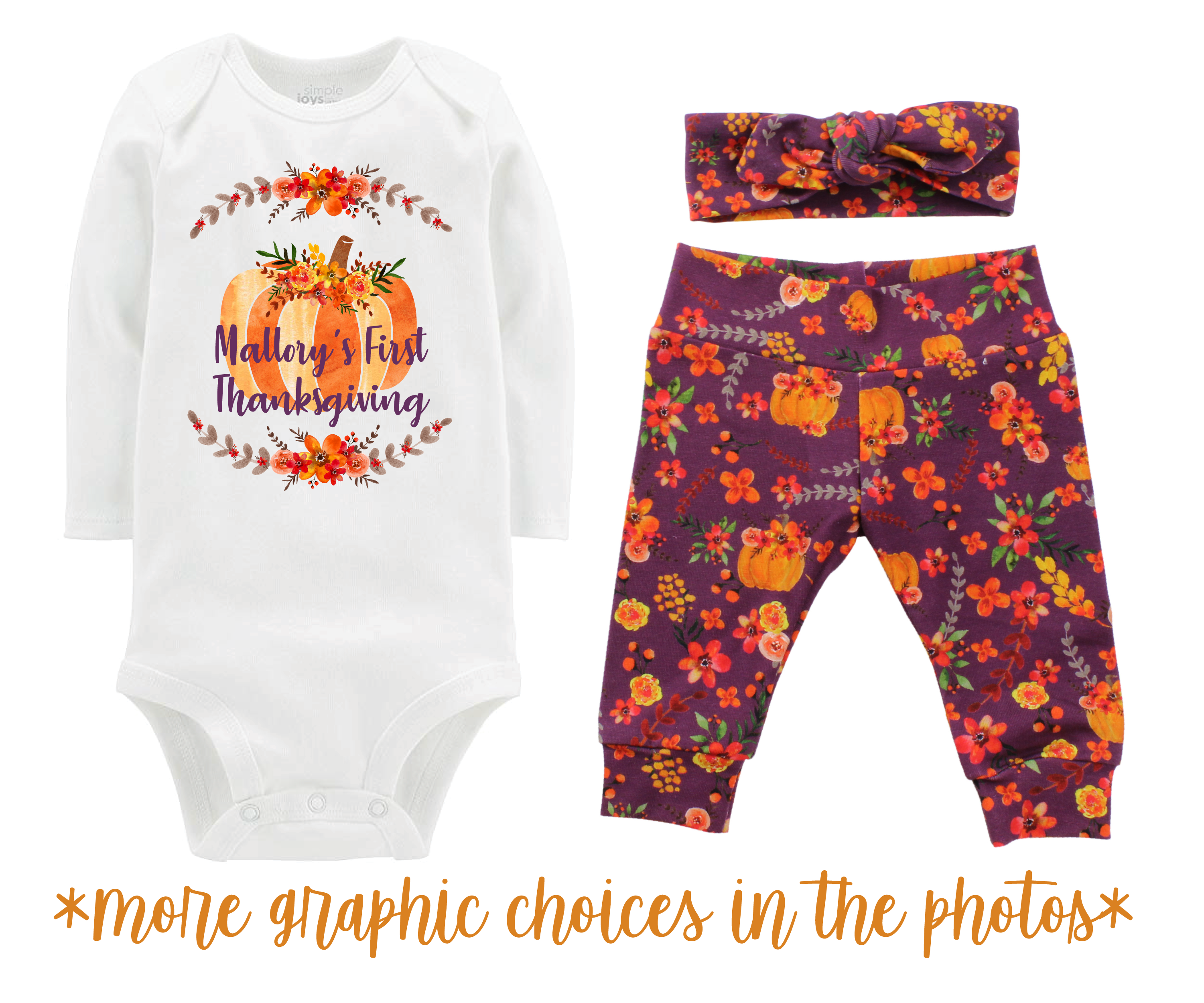 Thanksgiving Girl Mauve Fall Floral Baby Outfit