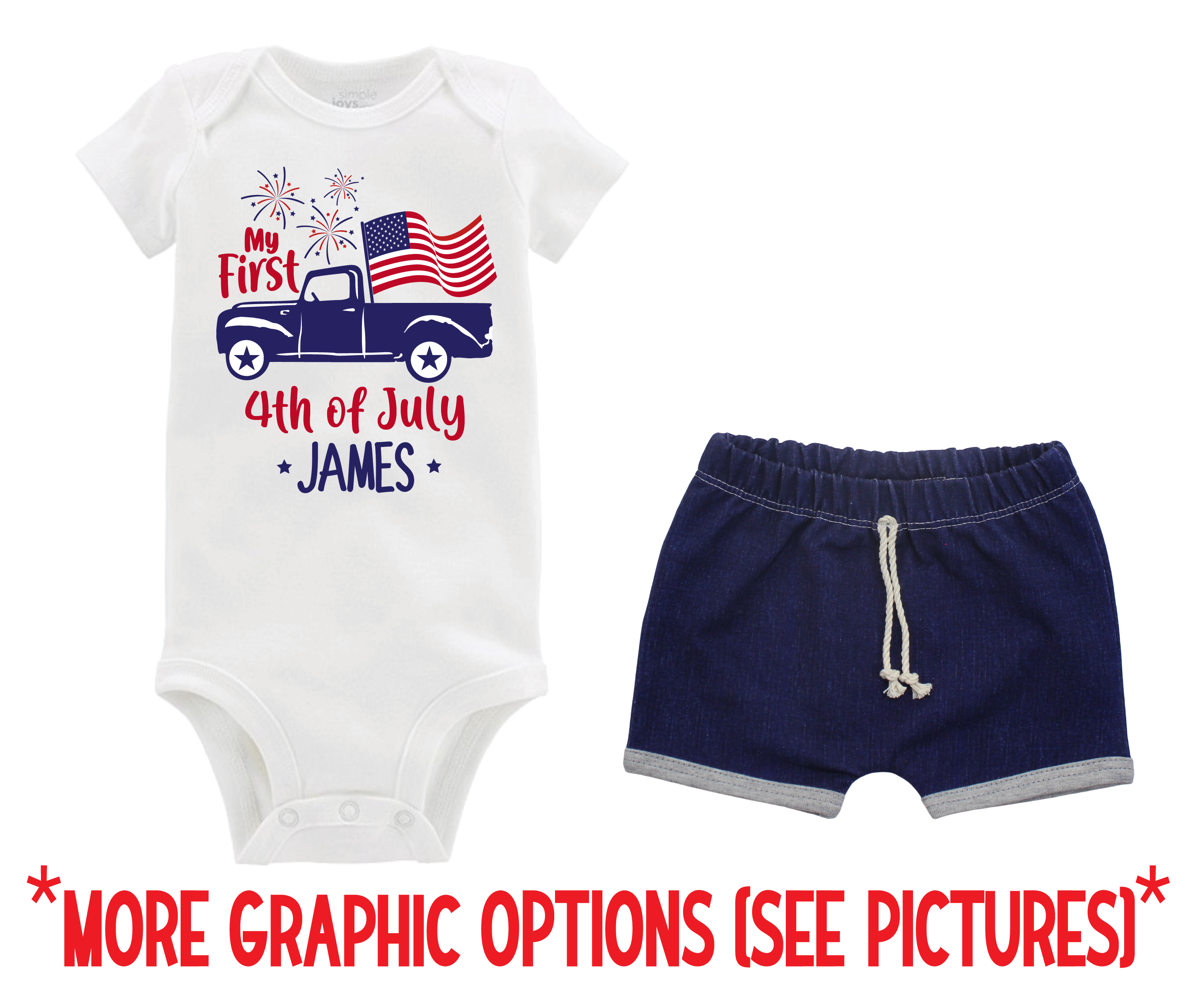 Baby Boy 4th of July Short Outfit