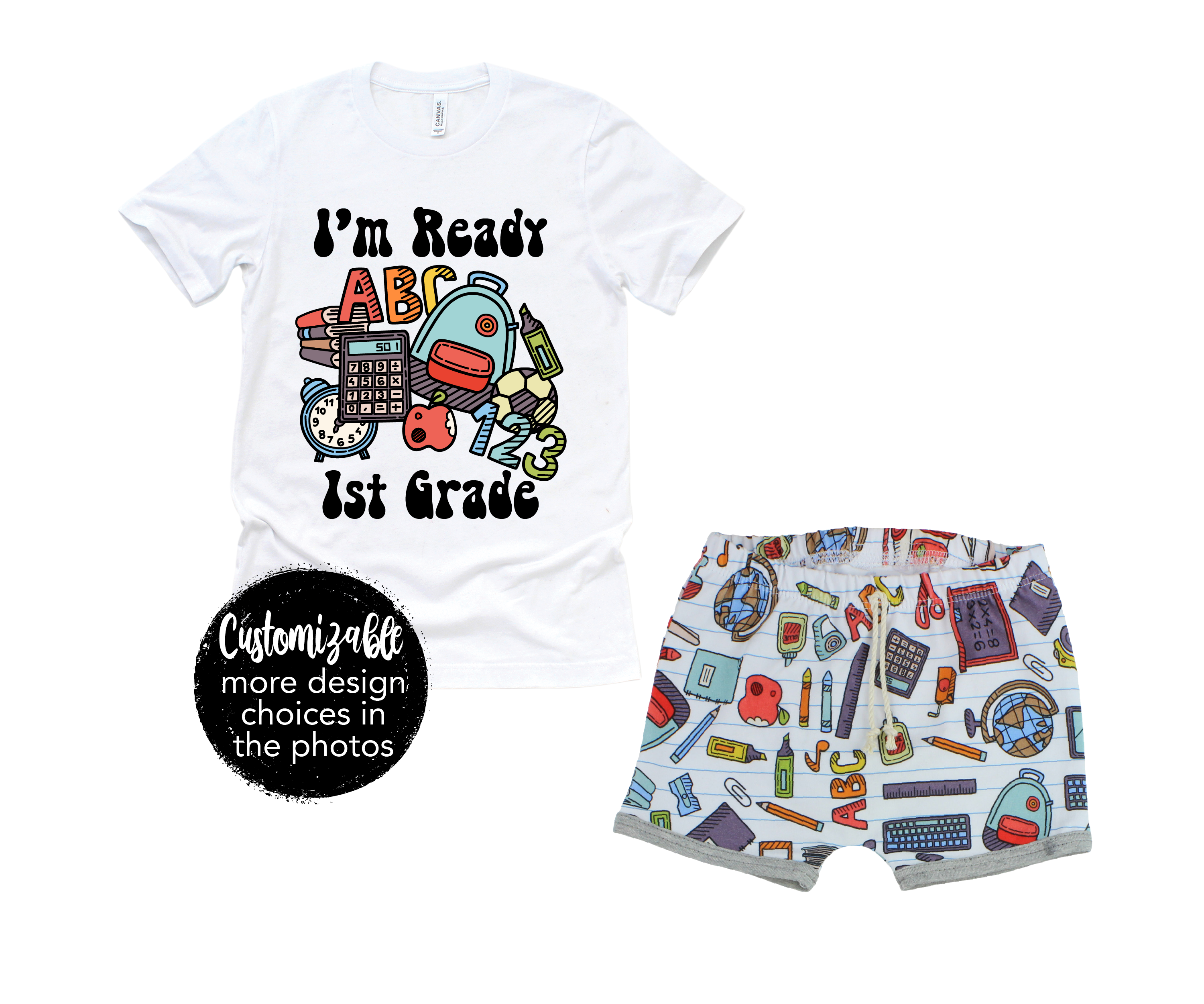 Boy Girl Back to School Toddler Short Outfit