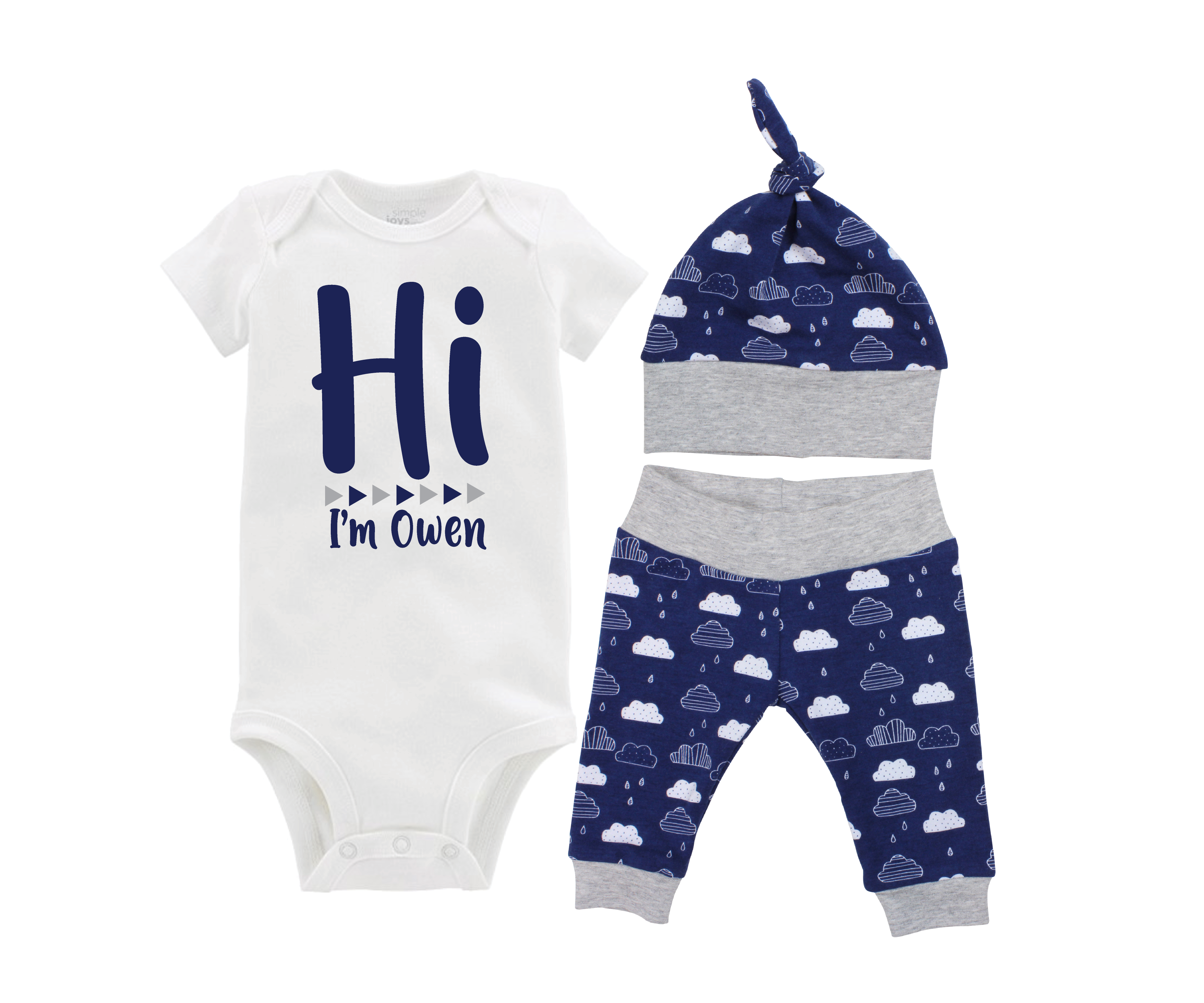 Baby Boy Blue Rain Cloud Outfit