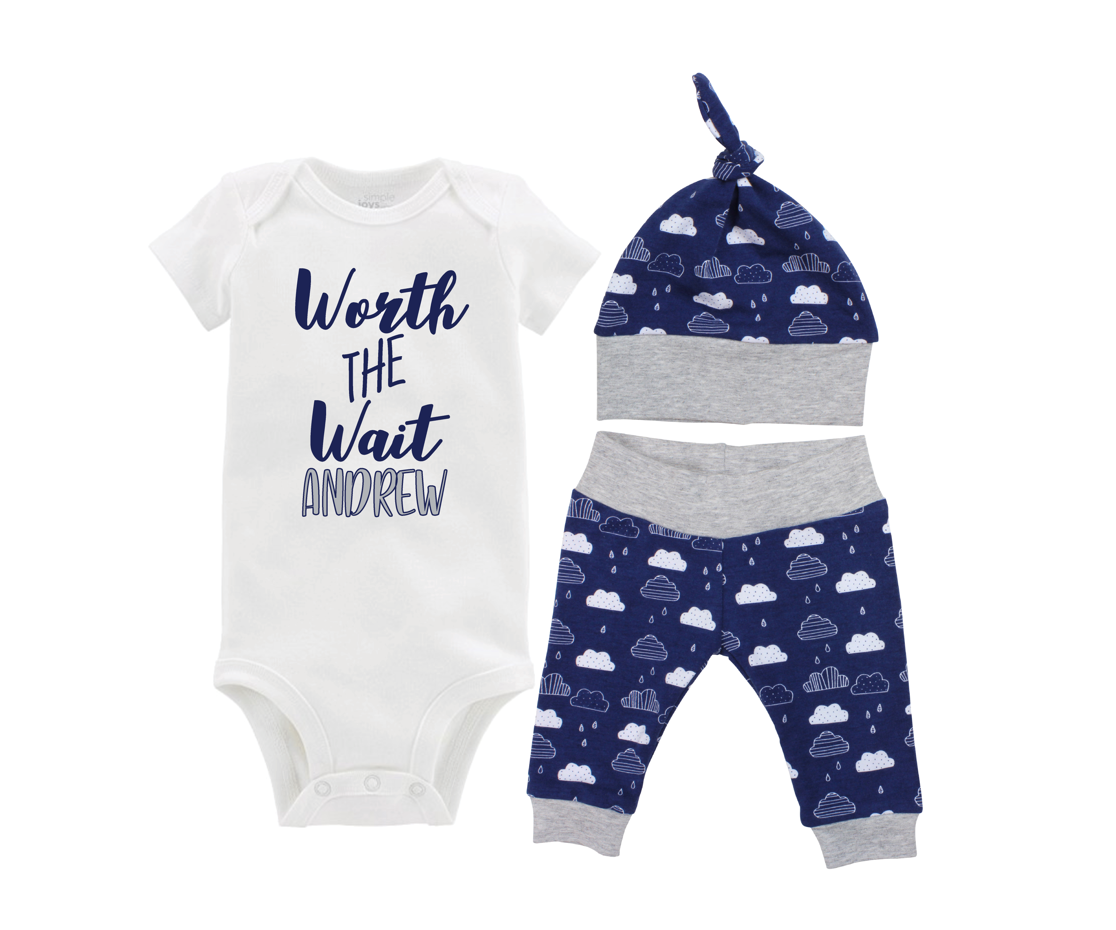 Baby Boy Blue Rain Cloud Outfit