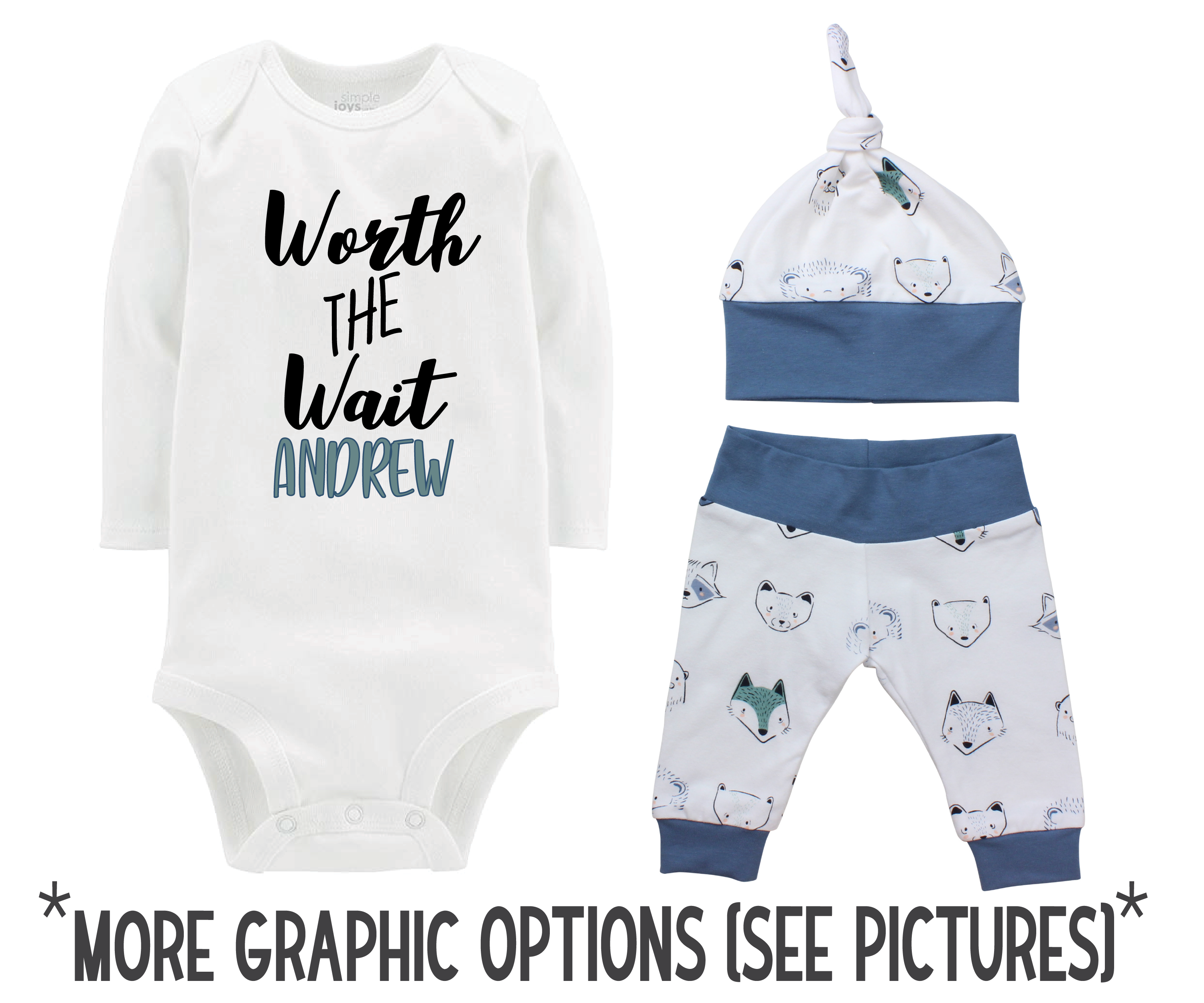 Baby Boy Blue Animal Faces Outfit