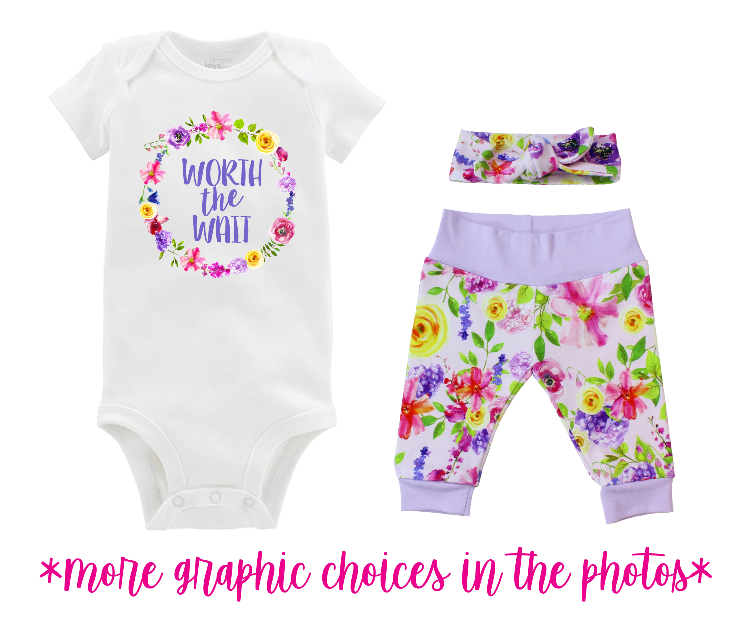 Purple Watercolor Floral Baby Girl Outfit