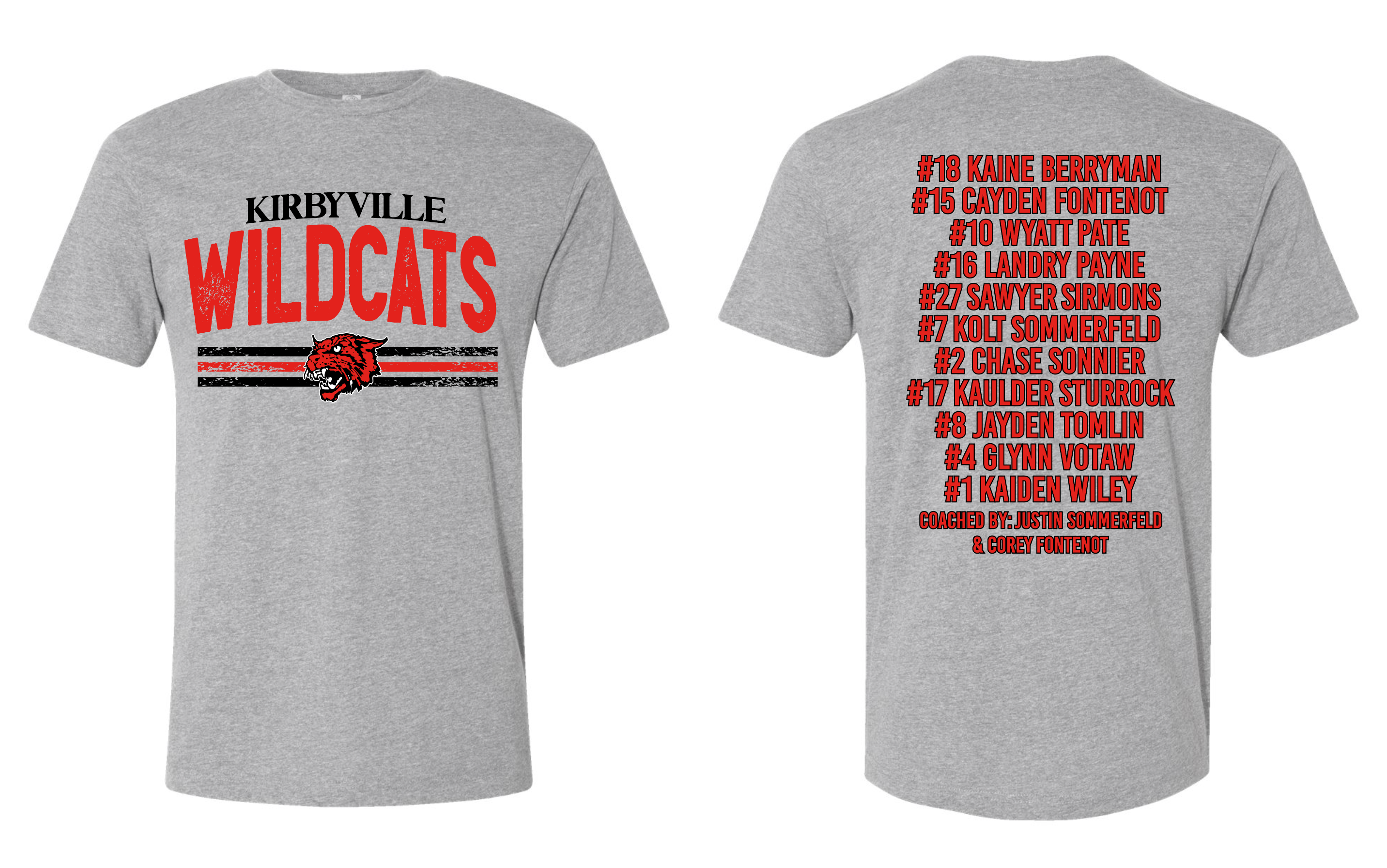 Kirbyville Wildcats White or Gray Tee