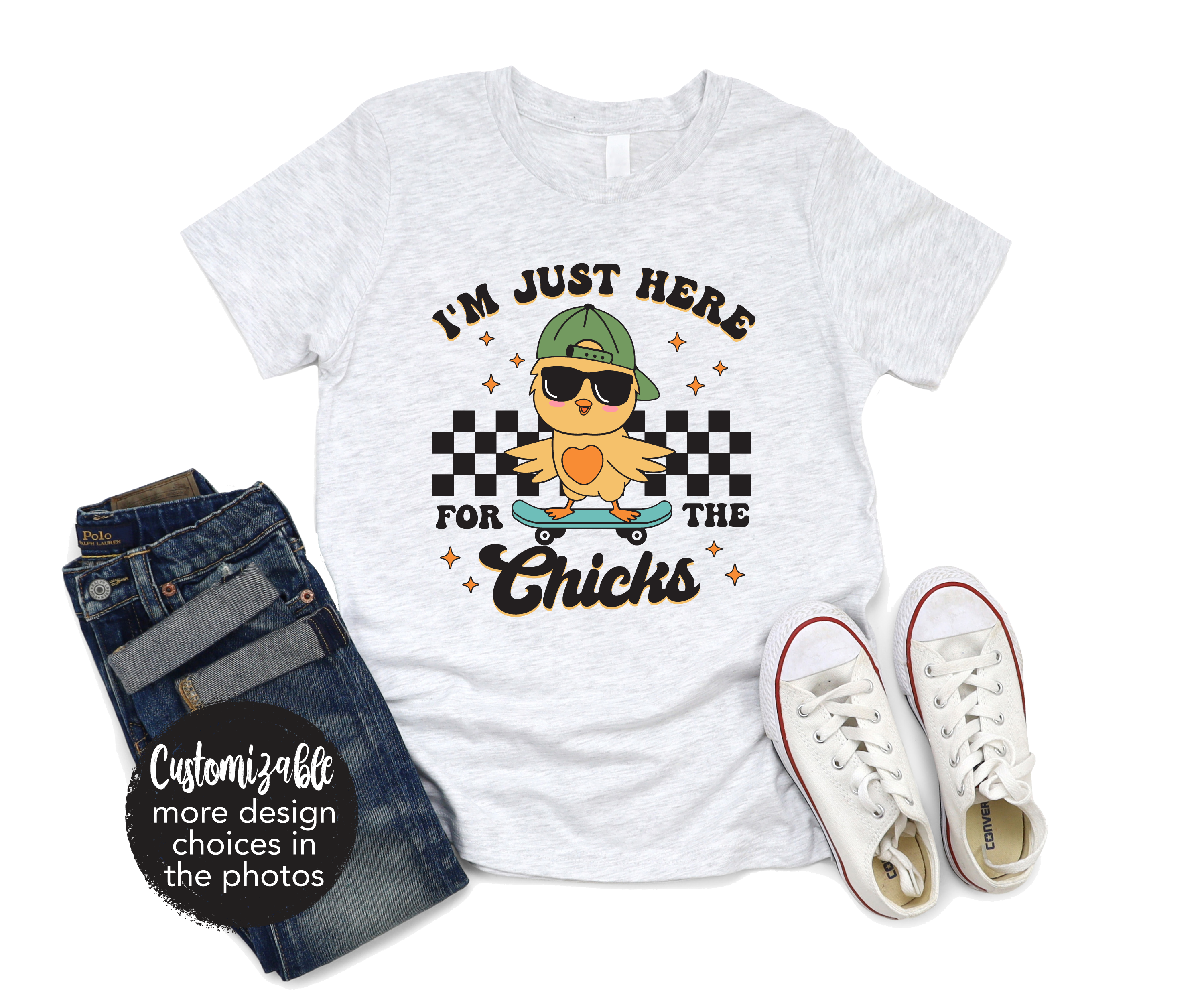I'm Just Here for the Chicks Tie Dye Retro Chick Shirt Easter Spring Girl Boy Unisex Tie Dye Tee