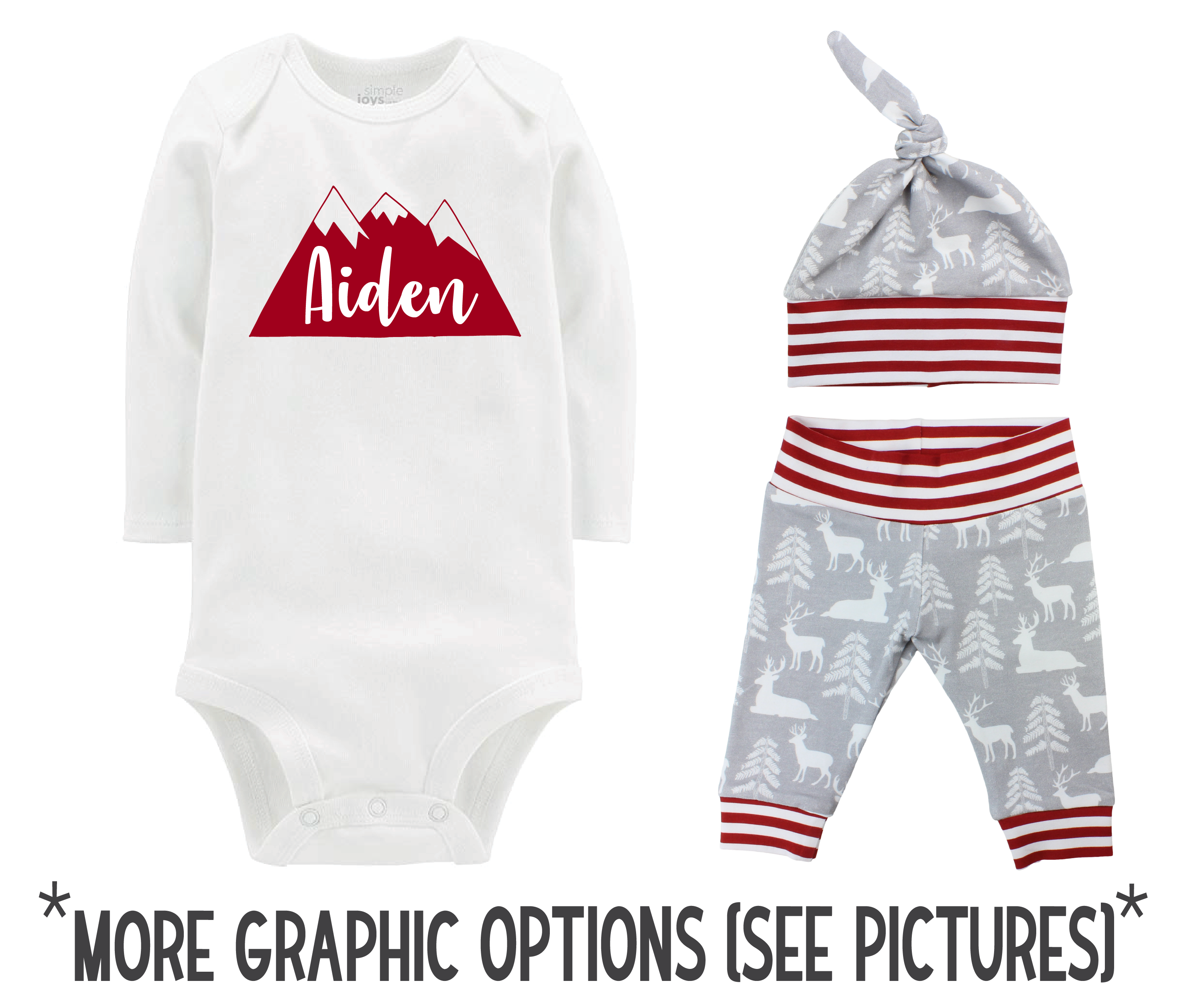 Boy Gray Bear and Deer Baby Outfit