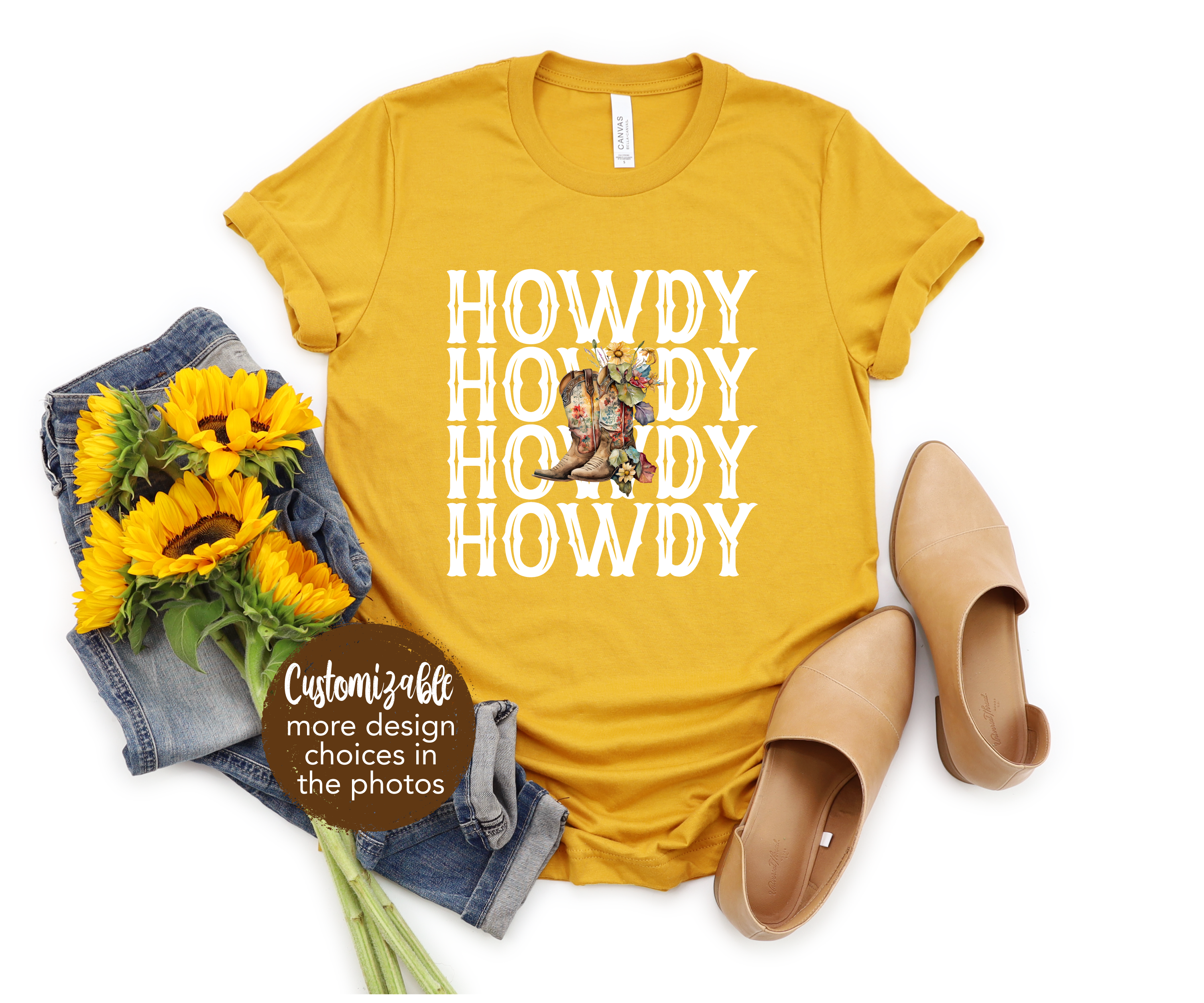 Howdy Western Floral Boots Shirt Country Girl Rodeo Shirt