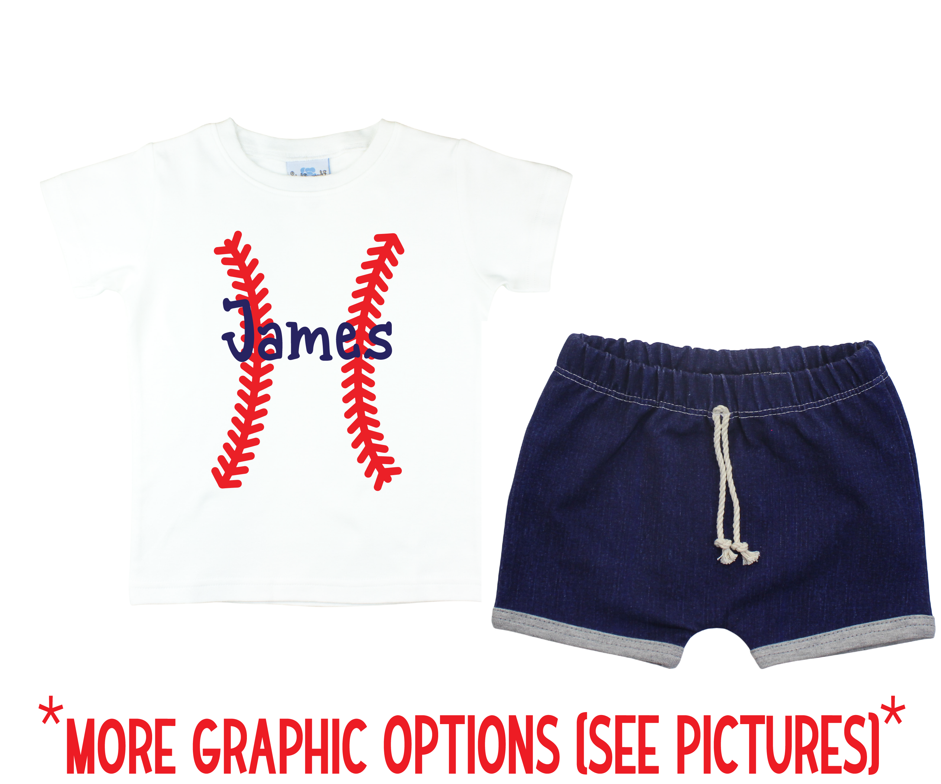 Baby Boy Navy Baseball Denim Short Outfit