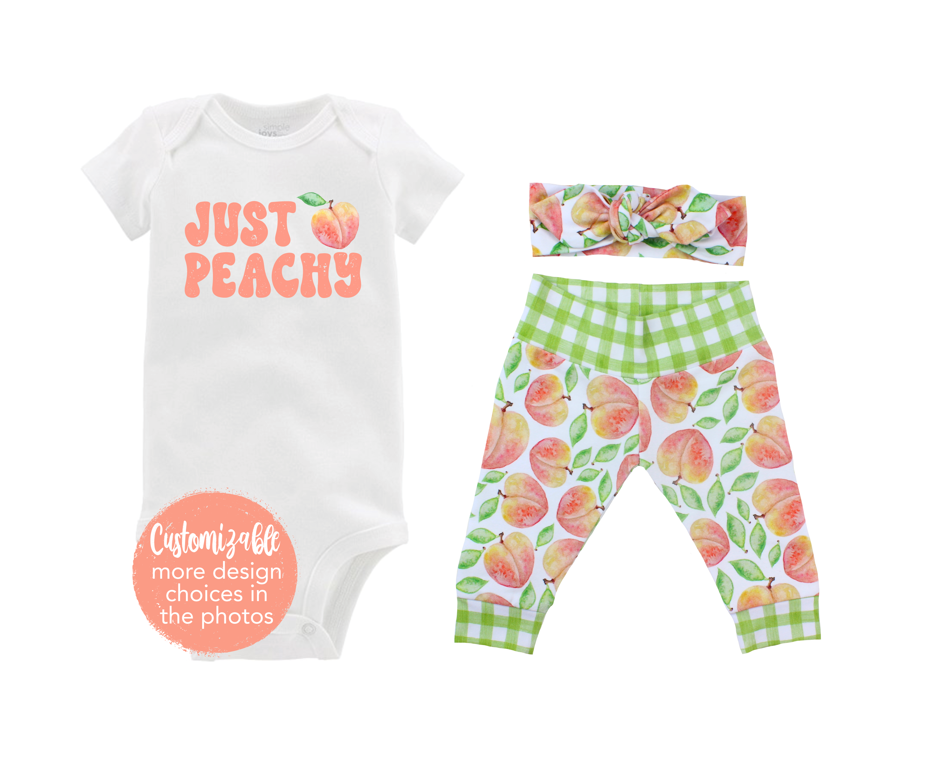 Peach New to the Crew Personalized Name Summer Fall Baby Girl Outfit