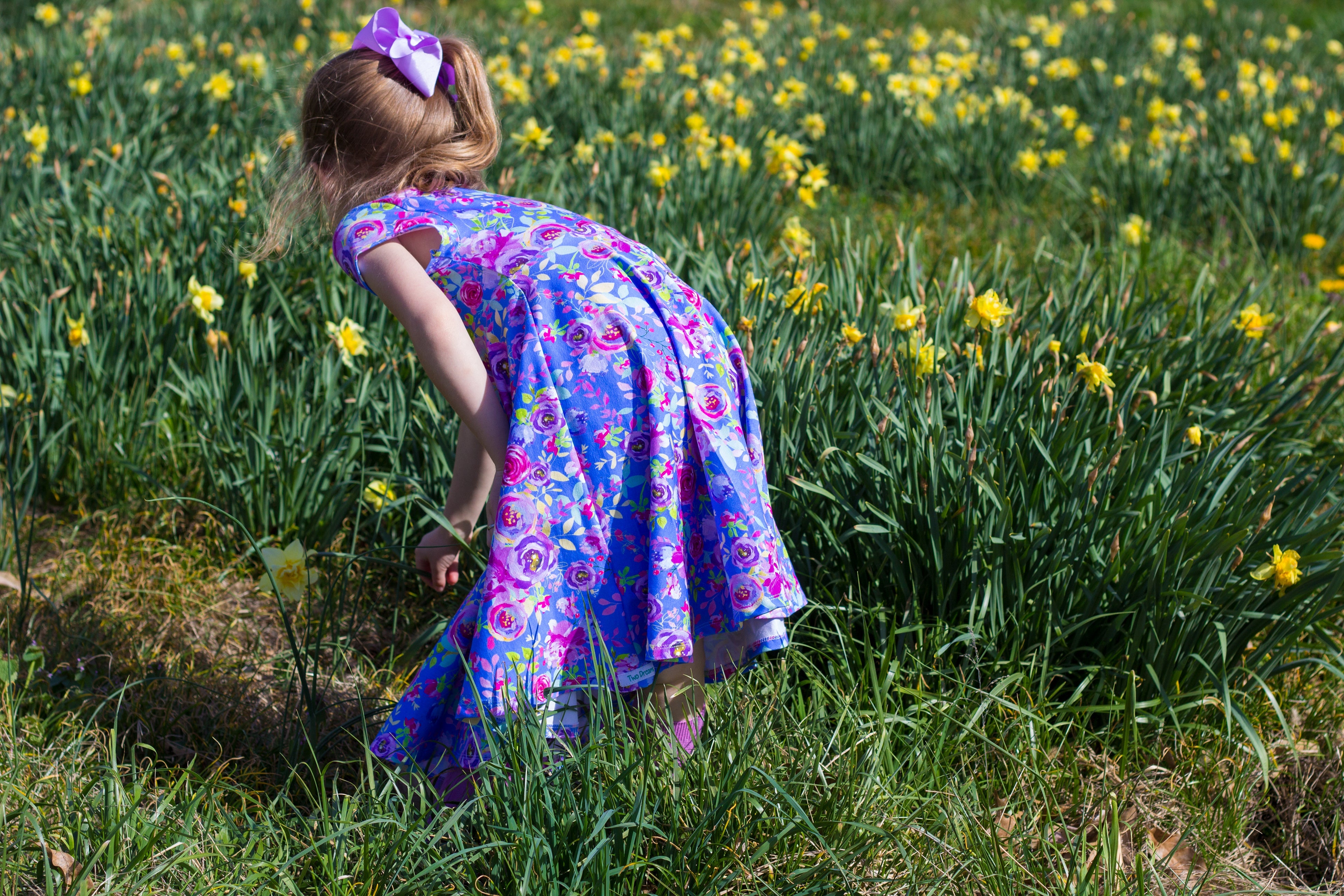 Short Sleeve Girls Easter Twirly Dress Summer Spring