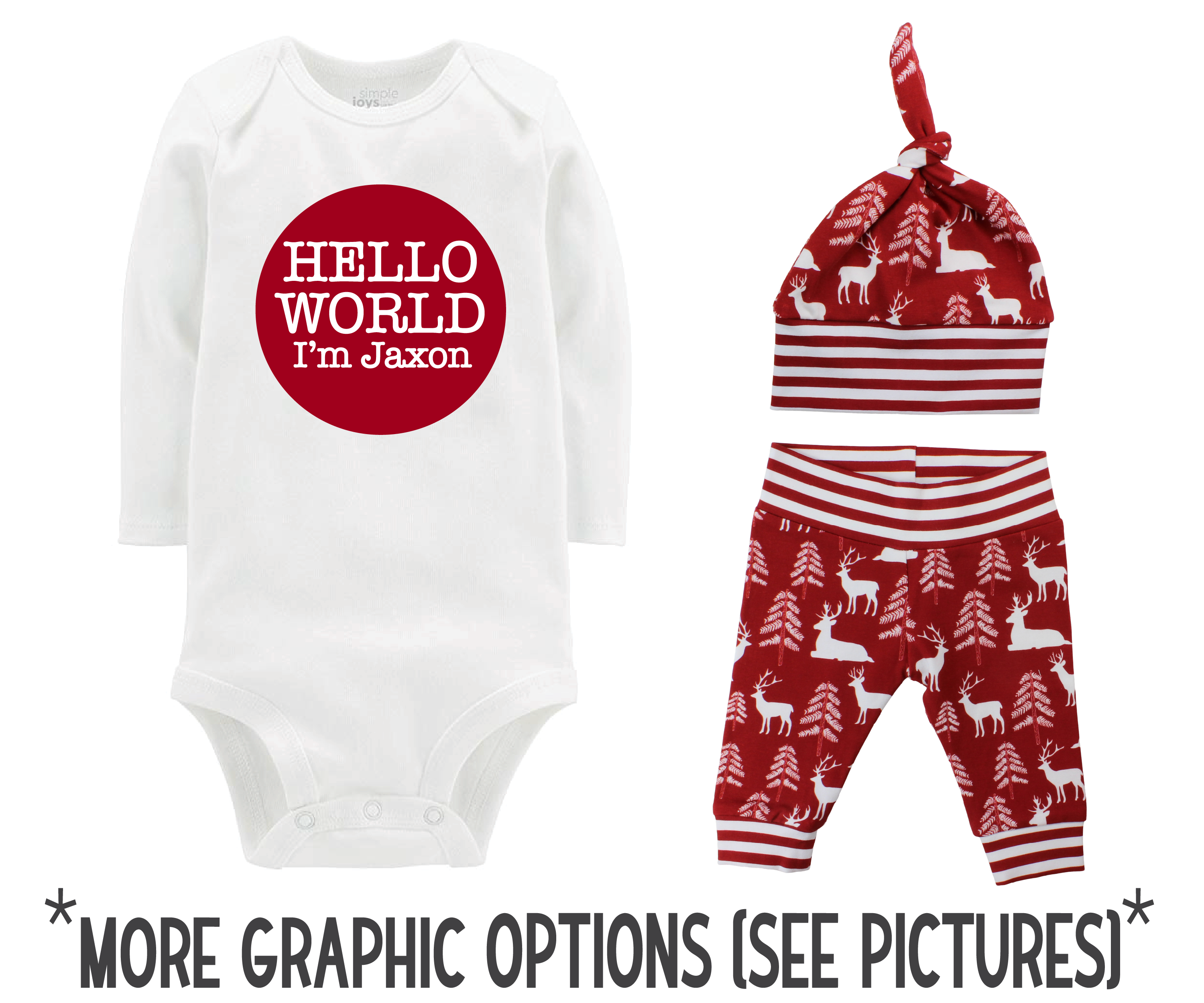 Boy Red Bear and Deer Baby Outfit