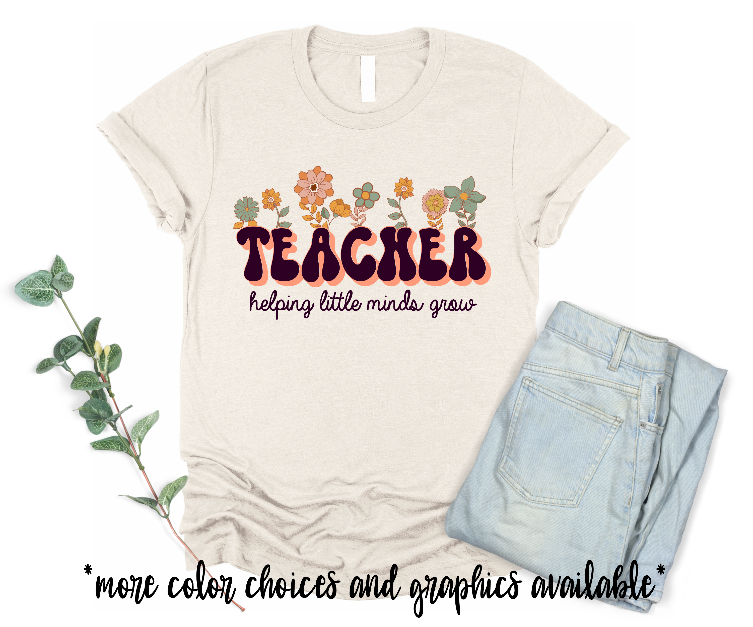 Retro Boho School Grade Student Teacher Rainbow Floral Printed Shirt