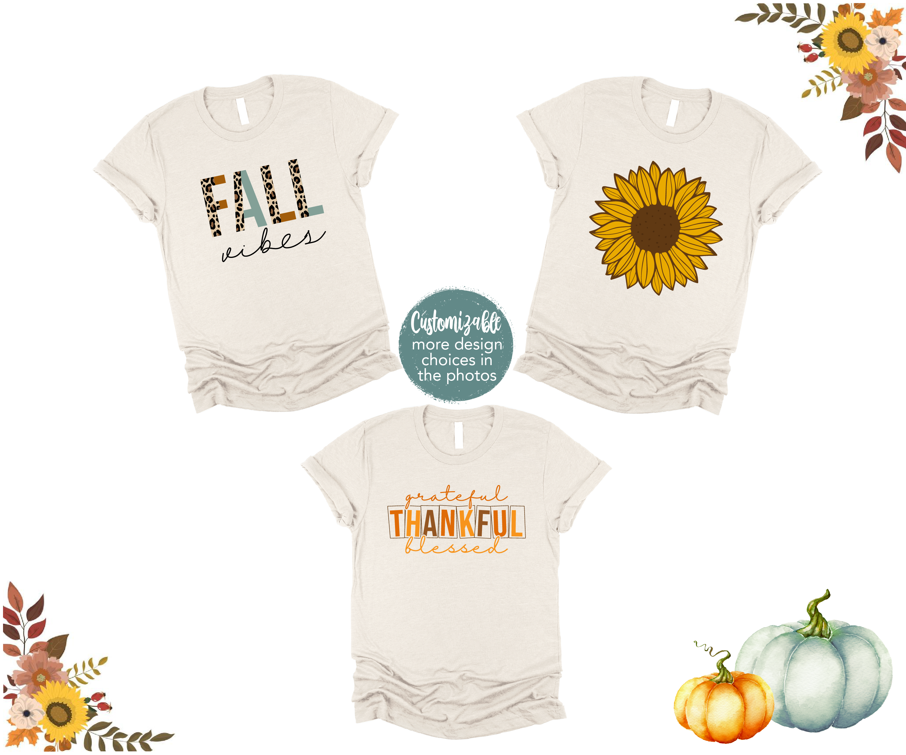 Retro Fall Halloween Thanksgiving Mama Mini Matching Printed Shirt