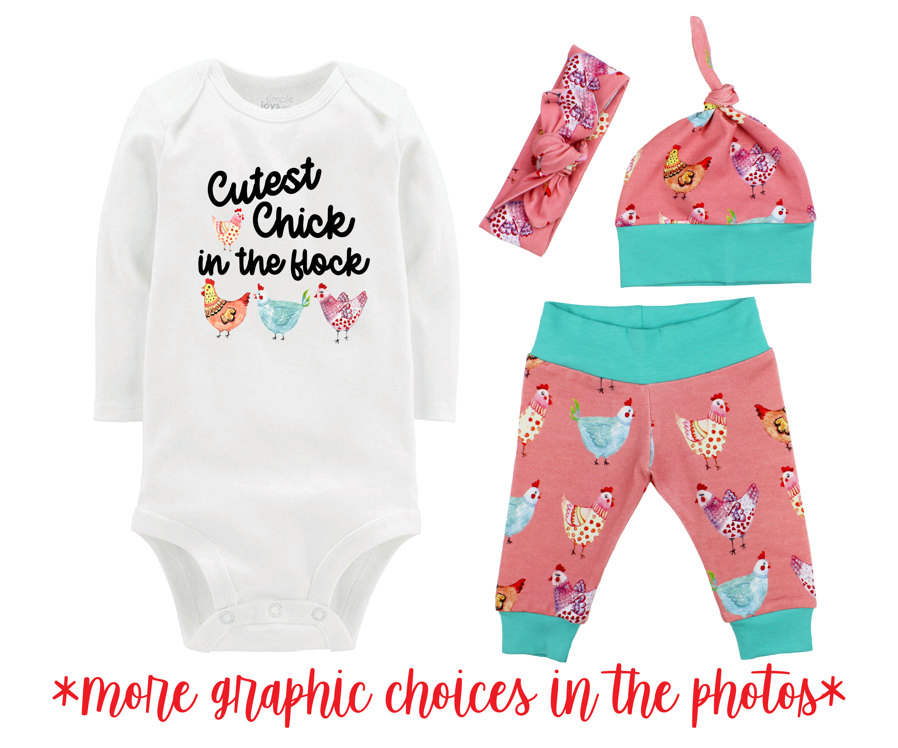 Coral Chicken Baby Girl Outfit