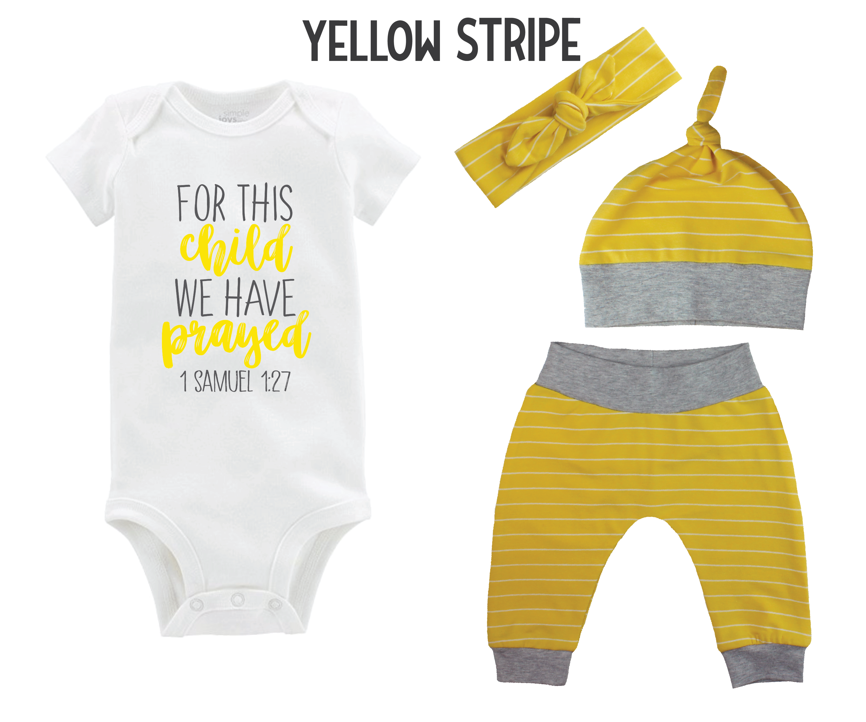 Unisex For this Child We Have Prayed Stripe Baby Outfit